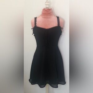 SHEIN Semi sheer Spaghetti lace strap mini dress Black Size Medium